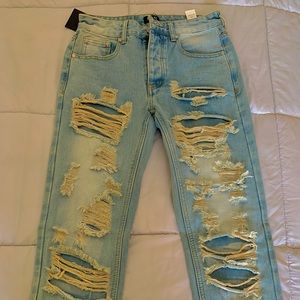 Blue ripped jeans men